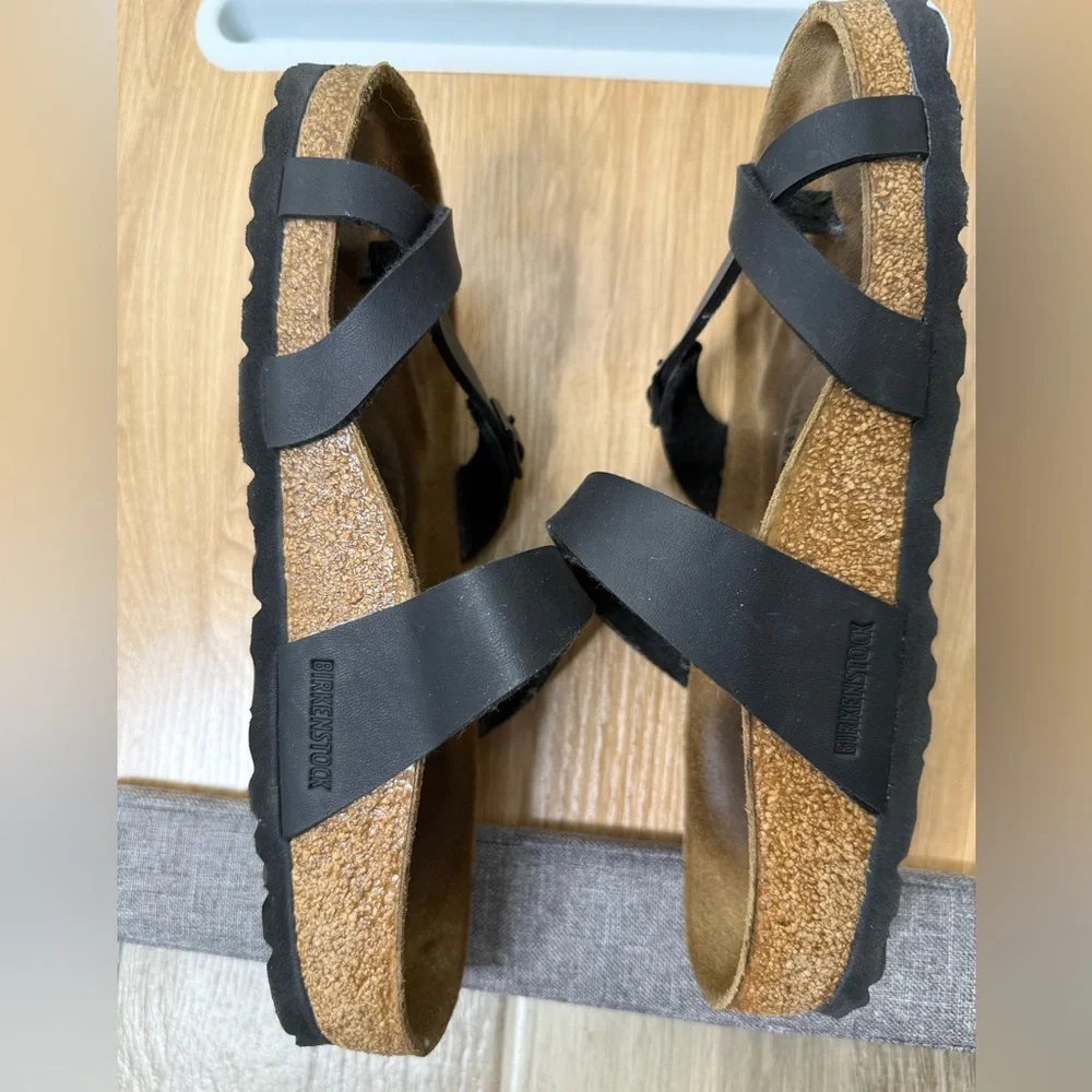 Birkenstock Black Cross-Strap Sandals - Picture 1 of 4